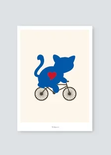 Affiche originale chat bleu